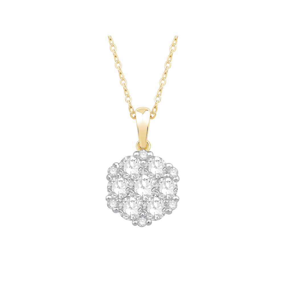 Flower Necklace with 0.75tw of Laboratory-Grown Diamonds in 9kt Yellow Gold Necklaces Bevilles 