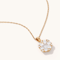 45cm Flower Necklace with 0.75tw of Laboratory-Grown Diamonds in 9kt Yellow Gold Pendants Bevilles 
