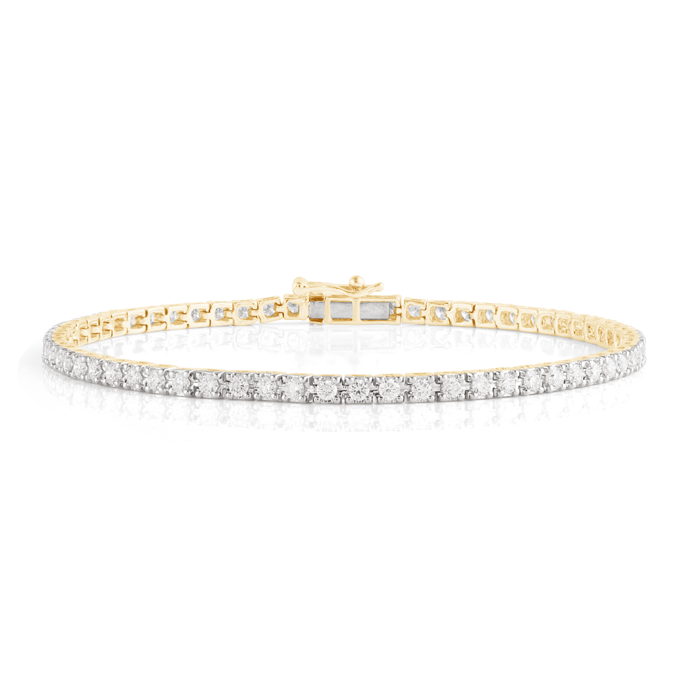 Tennis Bracelet with 2.00ct of Laboratory Grown Diamonds in 9ct Yellow Gold Bevilles Jewellers 