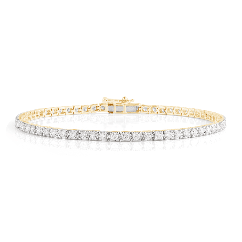 Tennis Bracelet with 2.00ct of Laboratory Grown Diamonds in 9ct Yellow Gold Bevilles Jewellers 
