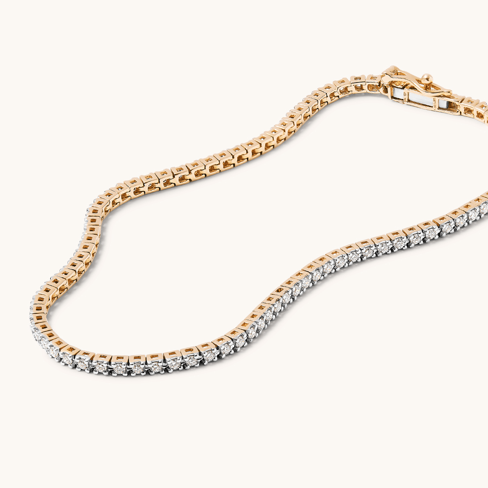 18cm Tennis Bracelet with 1.00tw of Laboratory-Grown Diamonds in 9kt Yellow Gold Bracelets Bevilles 