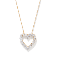 45cm Heart Slider Necklace with 1.00tw of Laboratory-Grown Diamonds in 9kt Yellow Gold Pendants Bevilles 