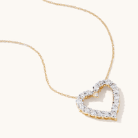 45cm Heart Slider Necklace with 1.00tw of Laboratory-Grown Diamonds in 9kt Yellow Gold Pendants Bevilles 
