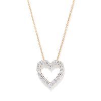 45cm Heart Slider Necklace with 0.50tw of Laboratory-Grown Diamonds in 9kt Yellow Gold Pendants Bevilles 
