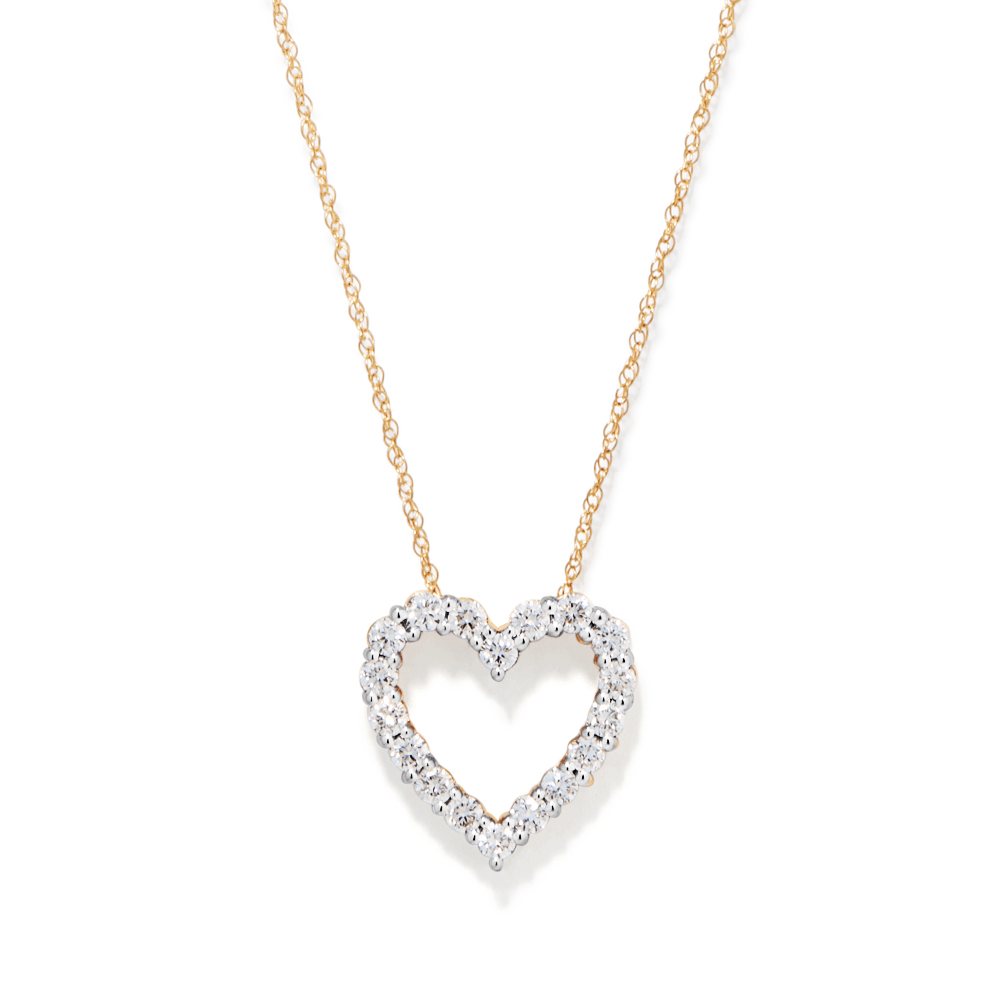 45cm Heart Slider Necklace with 0.50tw of Laboratory-Grown Diamonds in 9kt Yellow Gold Pendants Bevilles 