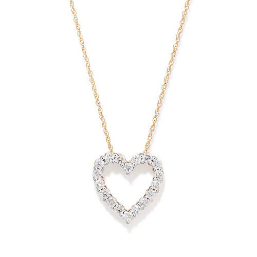 45cm Heart Slider Necklace with 0.50tw of Laboratory-Grown Diamonds in 9kt Yellow Gold Pendants Bevilles 