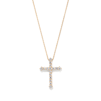 45cm Cross Necklace with 1.00tw of Laboratory-Grown Diamonds in 9kt Yellow Gold Pendants Bevilles 