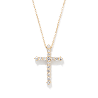 45cm Cross Necklace with 0.50tw of Laboratory-Grown Diamonds in 9kt Yellow Gold Pendants Bevilles 