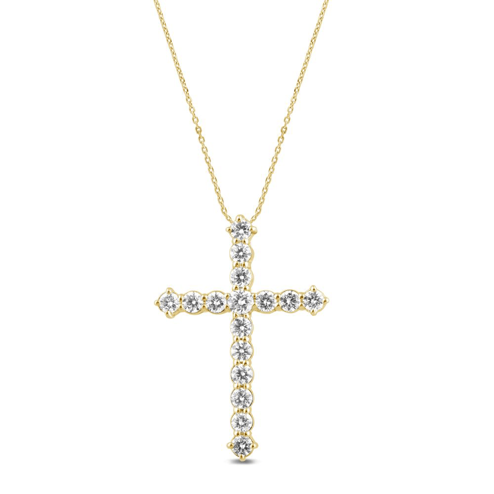 Cross Necklace with 1/2ct of Laboratory Grown Diamonds in 9ct Yellow Gold Bevilles Jewellers 
