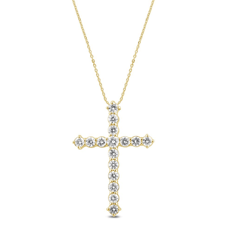Cross Necklace with 1/2ct of Laboratory Grown Diamonds in 9ct Yellow Gold Bevilles Jewellers 