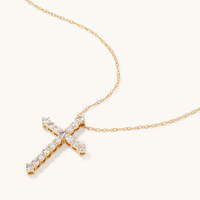 45cm Cross Necklace with 0.50tw of Laboratory-Grown Diamonds in 9kt Yellow Gold Pendants Bevilles 