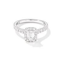 Emerald Cut Halo Ring with 1.50tw of Laboratory-Grown Diamonds in 9kt White Gold Rings Bevilles 