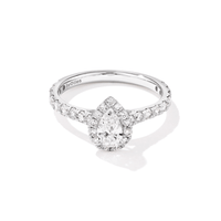 Pear Cut Halo Ring with 1.12tw of Laboratory-Grown Diamonds in 9kt White Gold Rings Bevilles 