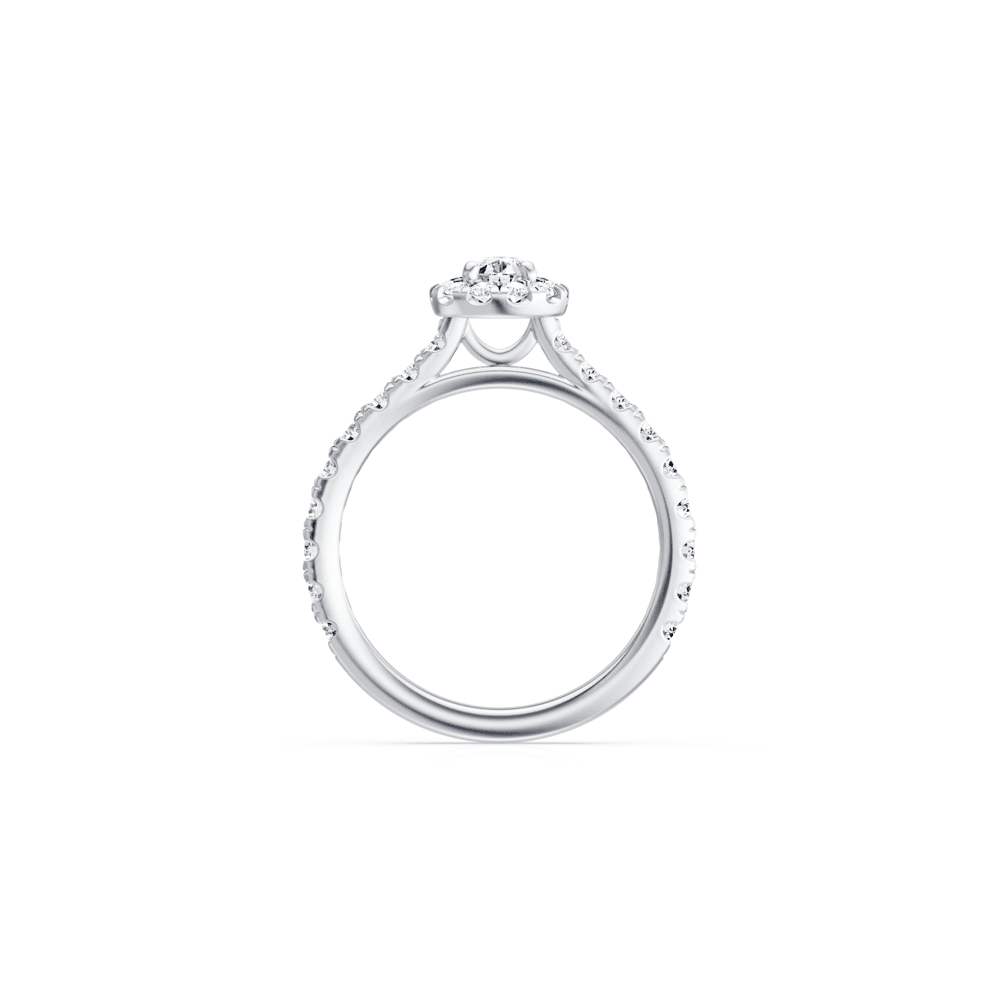 Pear Cut Halo Ring with 1.12tw of Laboratory-Grown Diamonds in 9kt White Gold Rings Bevilles 