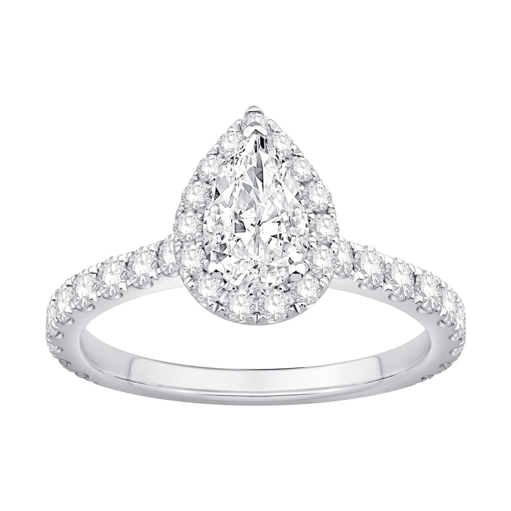 Pear Ring with 1.50ct of Laboratory Grown Diamonds in 9ct White Gold Bevilles Jewellers 