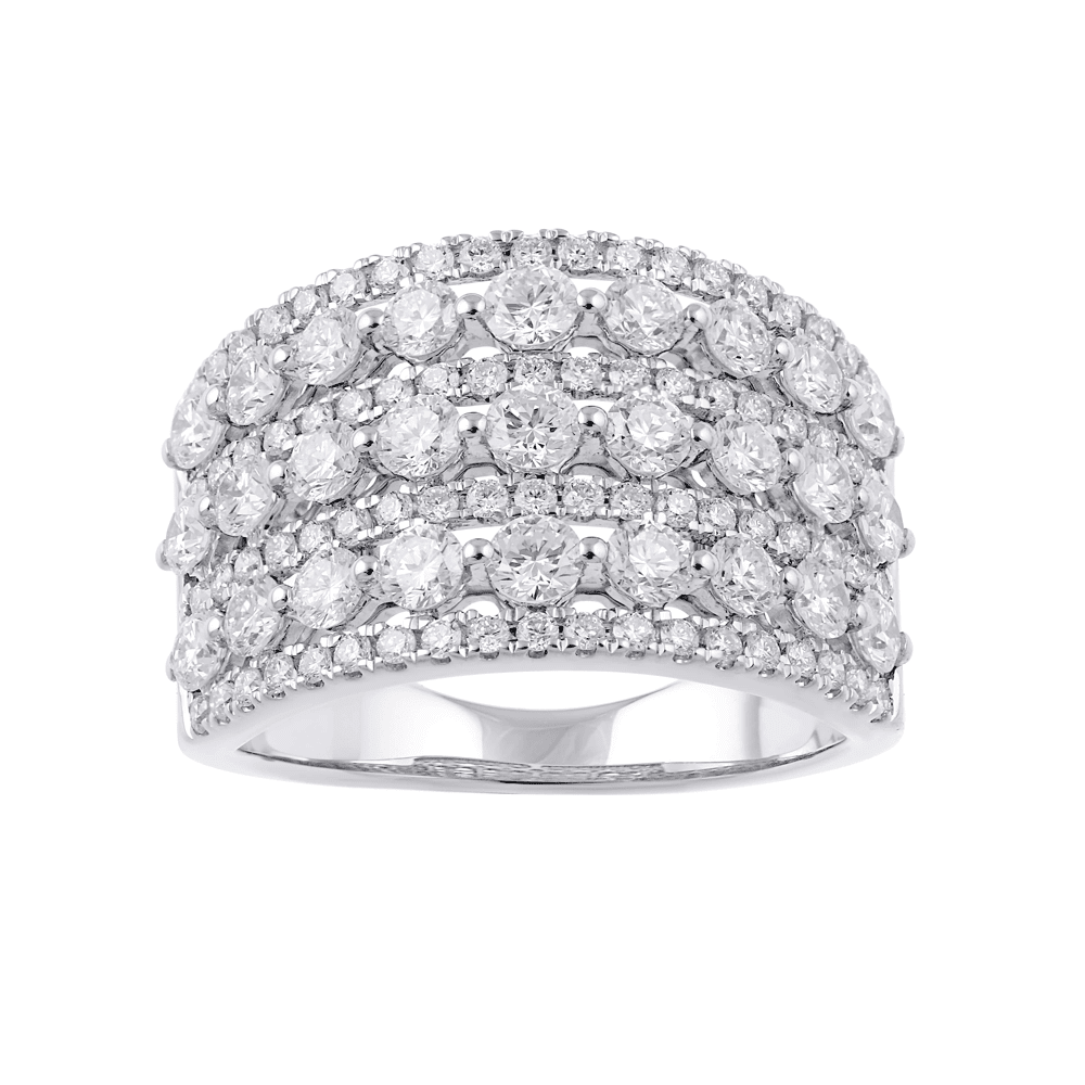 Multi Row Ring with 2.00ct of Laboratory Grown Diamonds in 9ct White Gold Bevilles Jewellers 