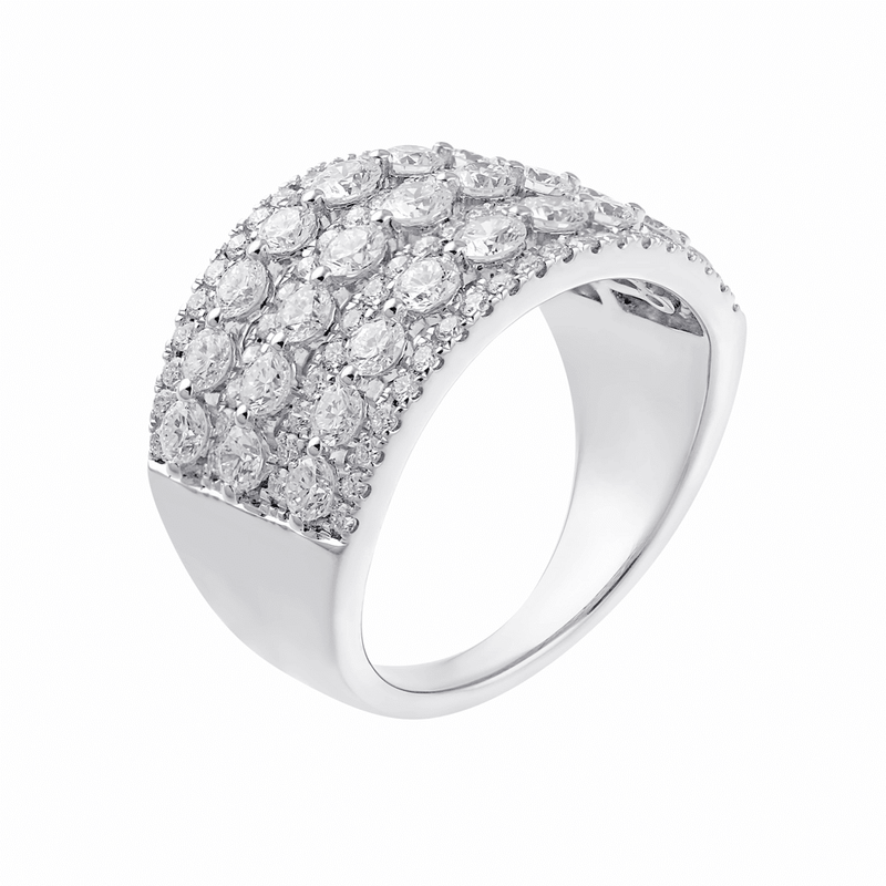 Multi Row Ring with 2.00ct of Laboratory Grown Diamonds in 9ct White Gold Bevilles Jewellers 