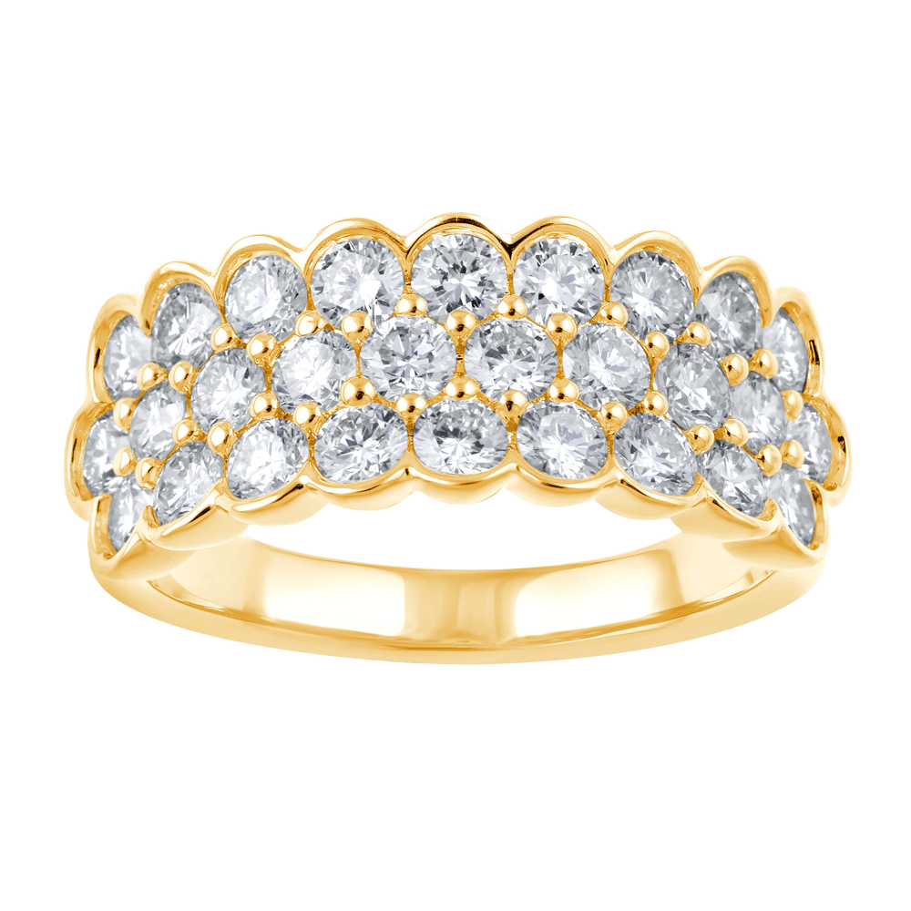 3 Row Dress Ring with 1.70ct of Laboratory Grown Diamonds in 9ct Yellow Gold Bevilles Jewellers 