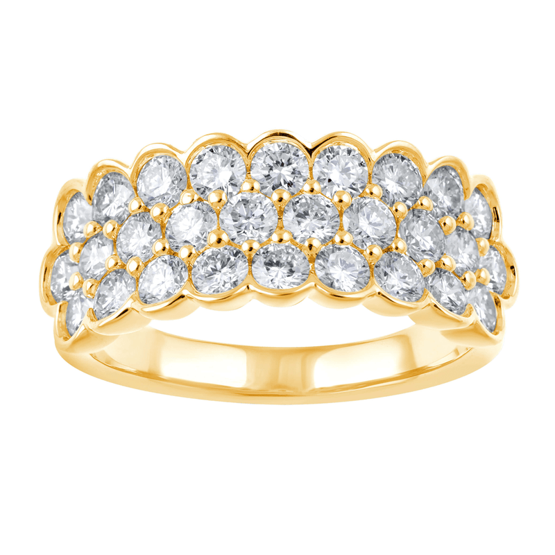 3 Row Dress Ring with 1.70ct of Laboratory Grown Diamonds in 9ct Yellow Gold Bevilles Jewellers 