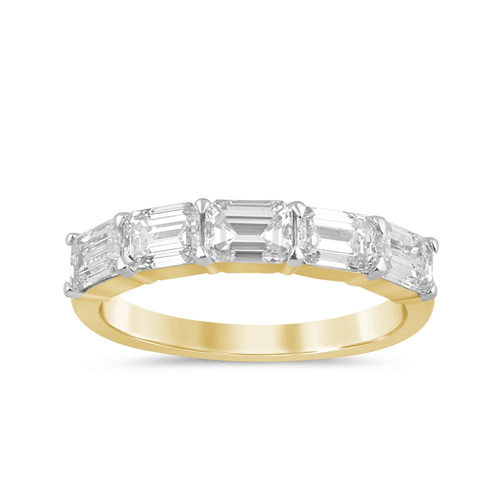 Emerald Cut 5 Stone Ring with 2.00ct of Laboratory Grown Diamonds in 9ct Yellow Gold Bevilles Jewellers 