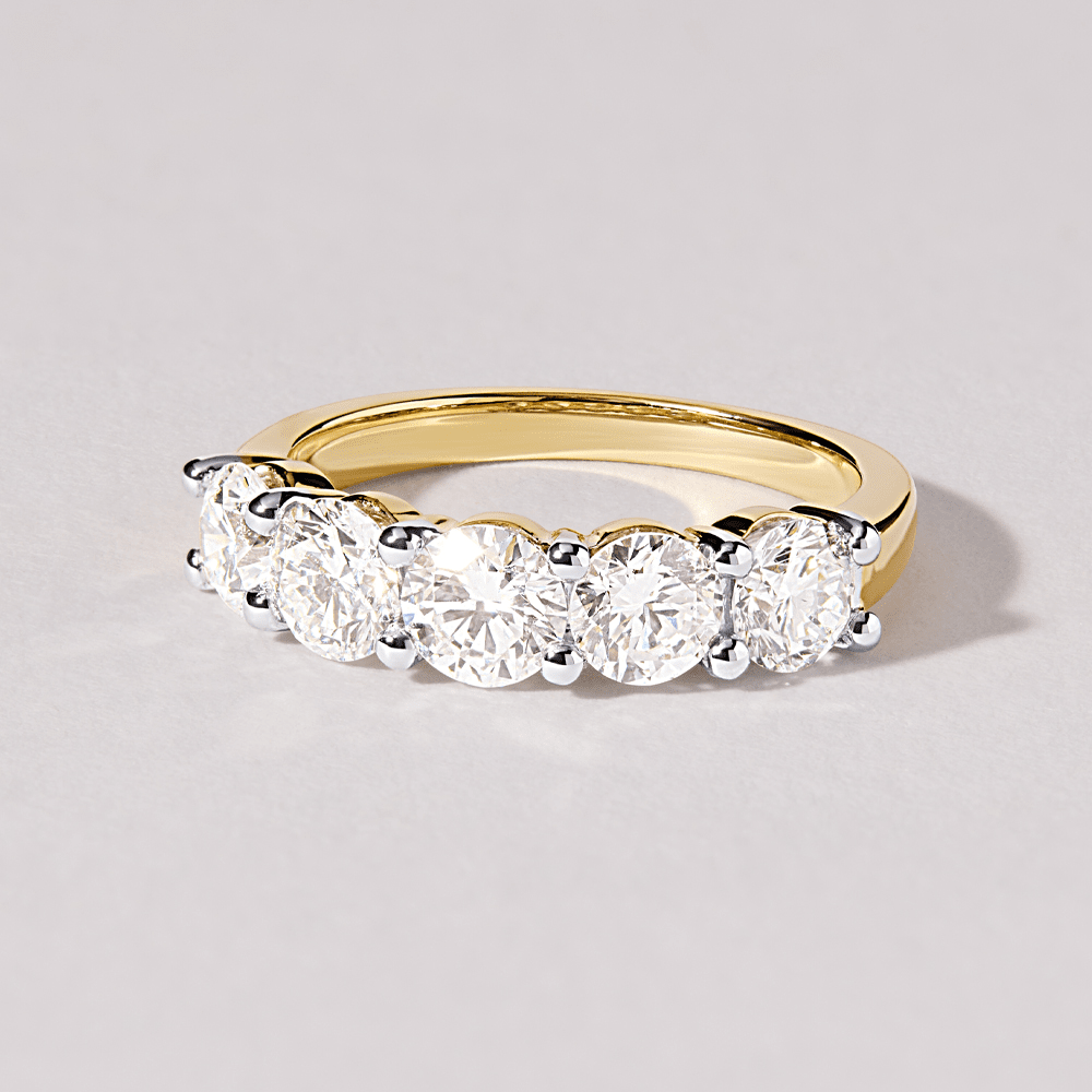 5 Stone Ring with 2.00tw of Laboratory-Grown Diamonds in 9kt Yellow Gold Rings Bevilles 