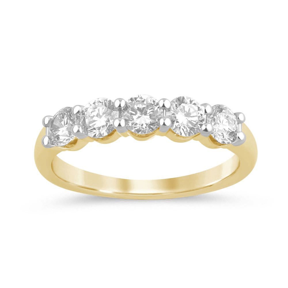 5 Stone Ring with 1.00ct of Diamonds in 9ct Yellow Gold Bevilles Jewellers 