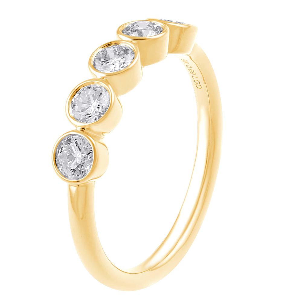 5 Stone Ring with 0.70ct of Diamonds in 9ct Yellow Gold Bevilles Jewellers 