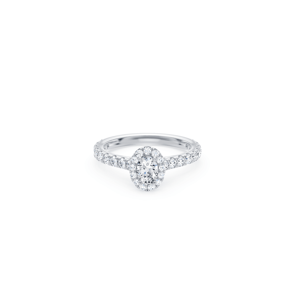 Oval Cut Halo Ring with 1.10tw of Laboratory-Grown Diamonds in 9kt White Gold Rings Bevilles 