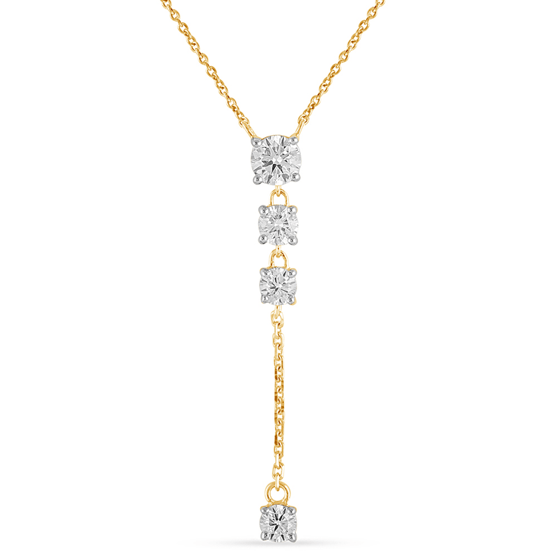 Drop Lariat Necklace with 1.00ct of Laboratory Grown Diamonds in 9ct Yellow Gold Bevilles Jewellers 