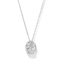 45cm Oval Hidden Halo Necklace with 1.10tw of Laboratory-Grown Diamonds in 9kt White Gold Pendants Bevilles 
