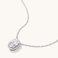 45cm Oval Hidden Halo Necklace with 1.10tw of Laboratory-Grown Diamonds in 9kt White Gold Pendants Bevilles 
