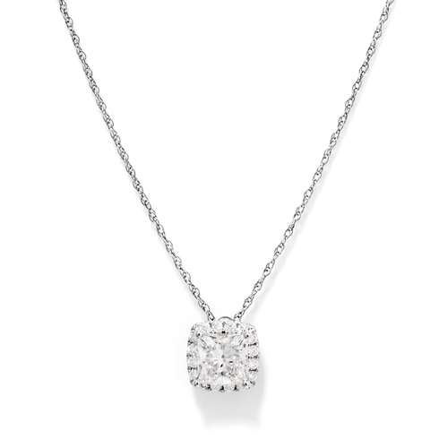 45cm Hidden Halo Necklace with 1.10tw of Laboratory-Grown Diamonds in 9kt White Gold Pendants Bevilles 