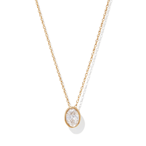 45cm Oval Cut Solitaire Necklace with 0.50ct of Laboratory-Grown Diamonds in 9kt Yellow Gold Pendants Bevilles 