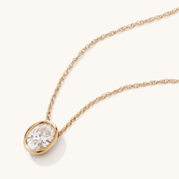 45cm Oval Cut Solitaire Necklace with 0.50ct of Laboratory-Grown Diamonds in 9kt Yellow Gold Pendants Bevilles 