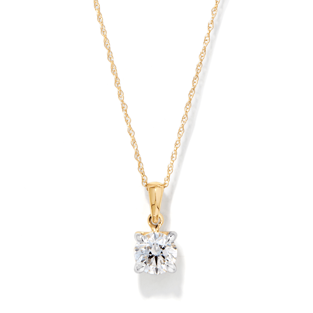 45cm 1.00ct Laboratory-Grown Diamond Solitaire Necklace in 9kt Yellow Gold Pendants Bevilles 