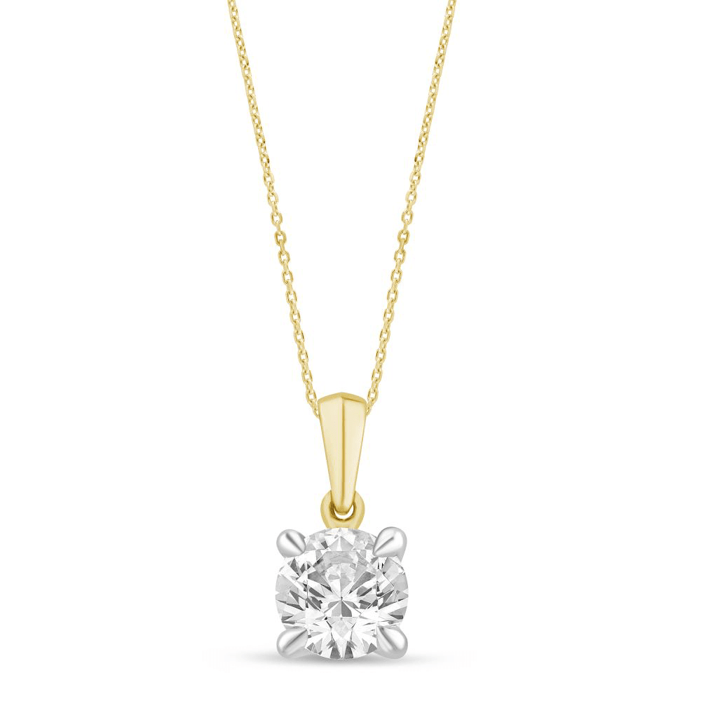 1.00ct Laboratory Grown Diamond Solitaire Necklace in 9ct Yellow Gold Bevilles Jewellers 
