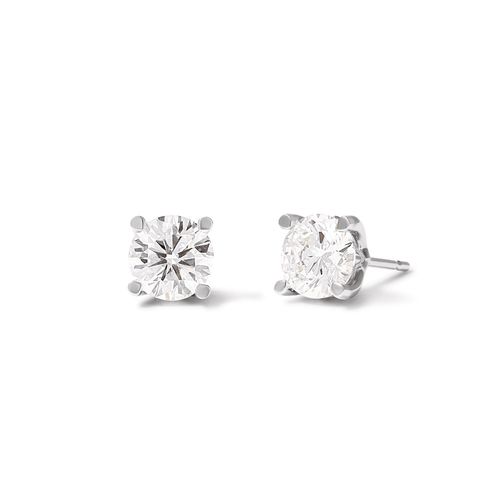 Solitaire Stud Earrings with 2.00tw of Laboratory-Grown Diamonds in 9kt White Gold Earrings Bevilles 