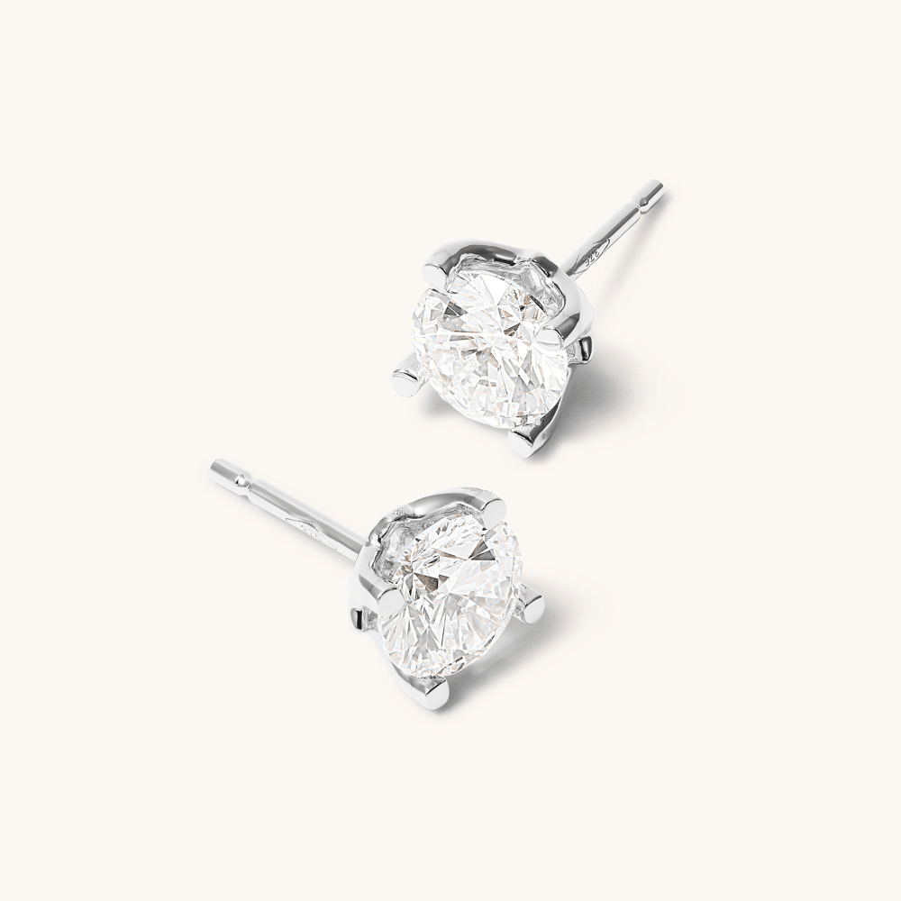 Solitaire Stud Earrings with 2.00tw of Laboratory-Grown Diamonds in 9kt White Gold Earrings Bevilles 