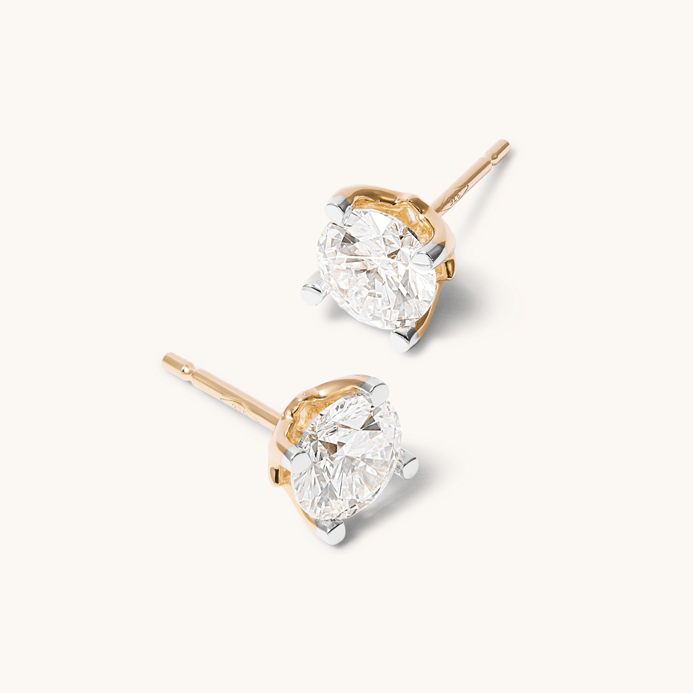 Solitaire Stud Earrings with 2.00tw of Laboratory-Grown Diamonds in 9kt Yellow Gold Earrings Bevilles 