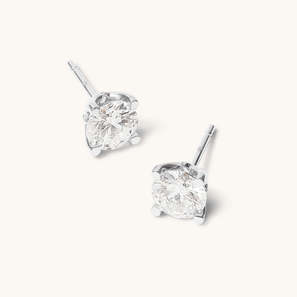 Solitaire Stud Earrings with 1.50tw of Laboratory-Grown Diamonds in 9kt White Gold Earrings Bevilles 