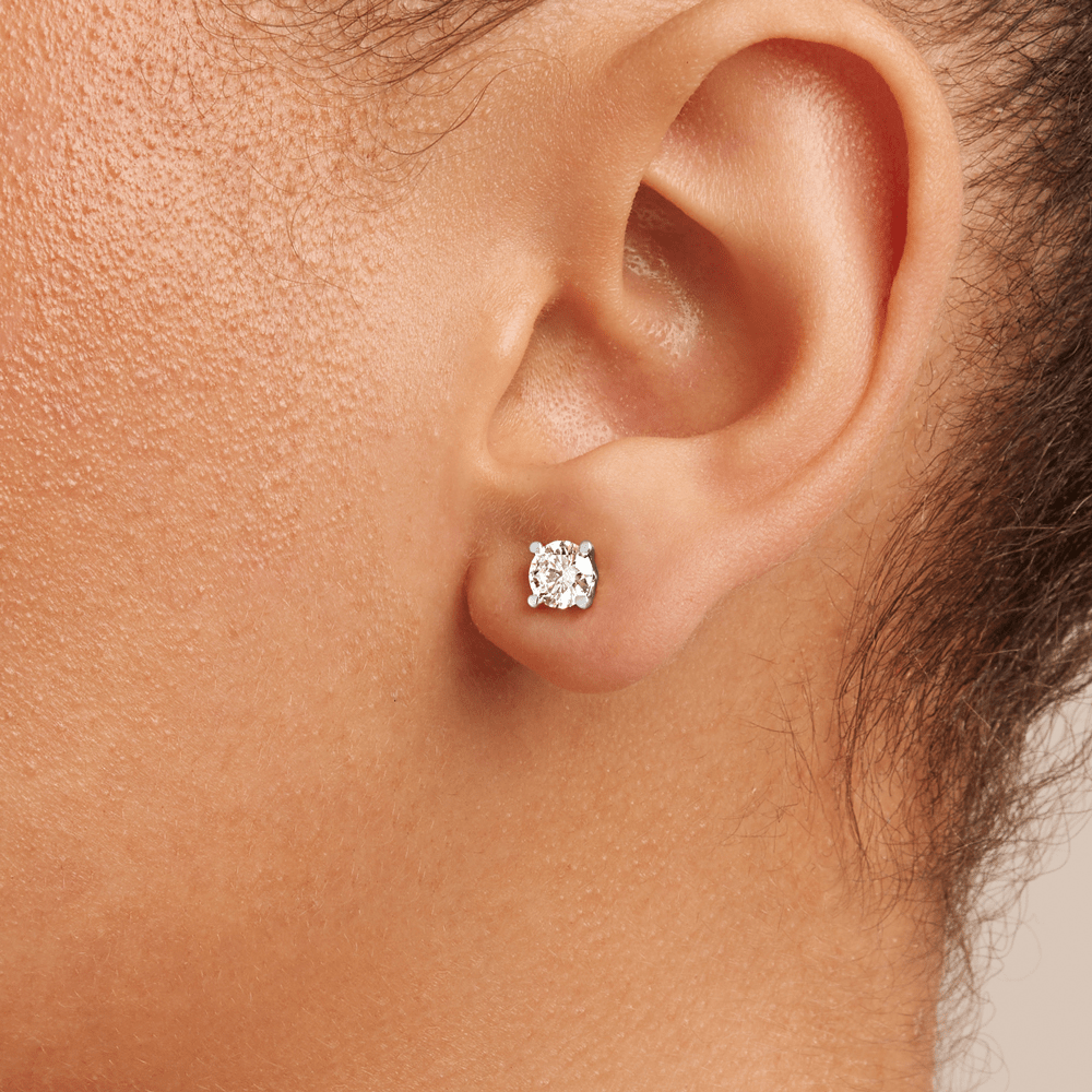 Solitaire Stud Earrings with 1.50tw of Laboratory-Grown Diamonds in 9kt White Gold Earrings Bevilles 