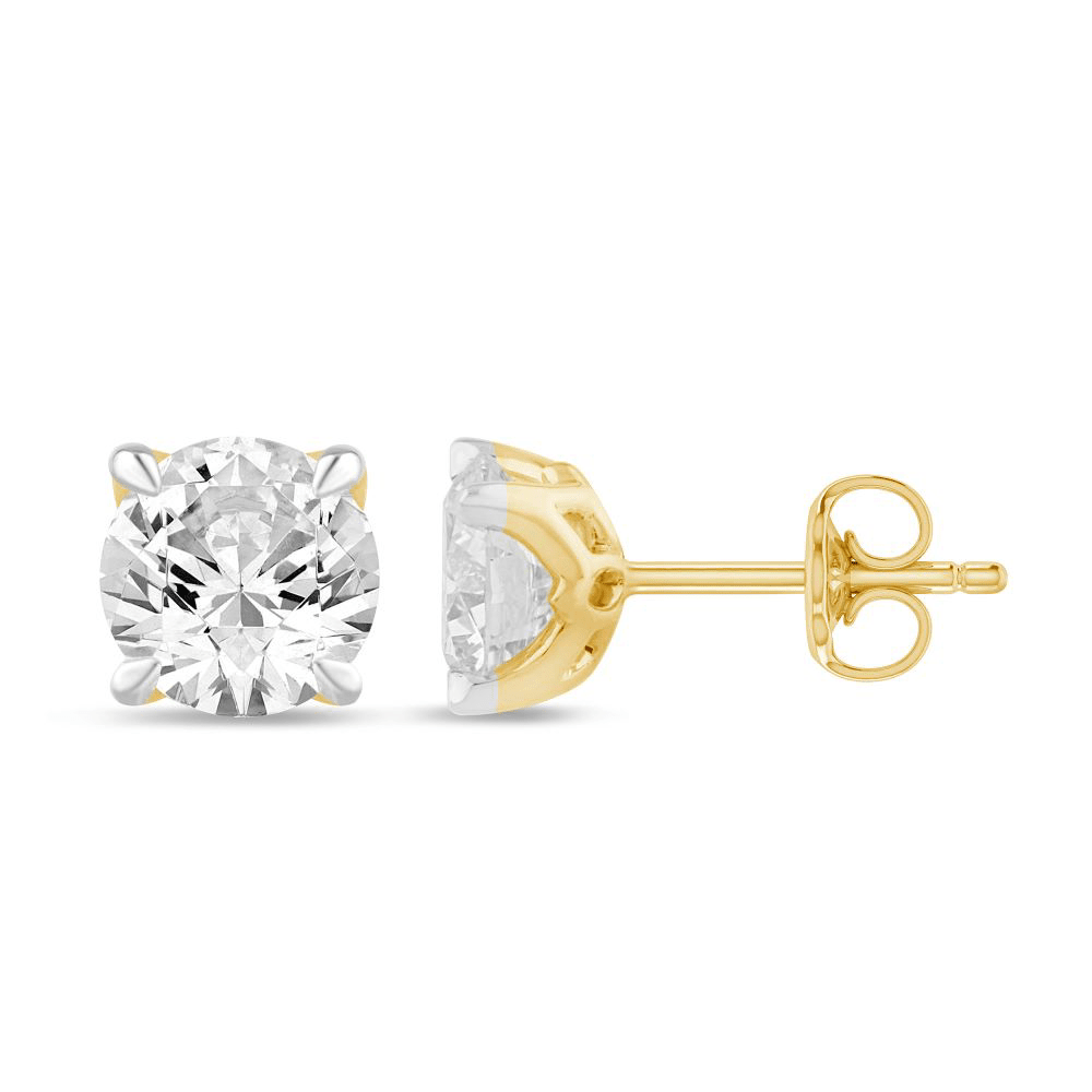 Solitaire Stud Earrings with 1.50ct of Laboratory Grown Diamonds in 9ct Yellow Gold Bevilles Jewellers 