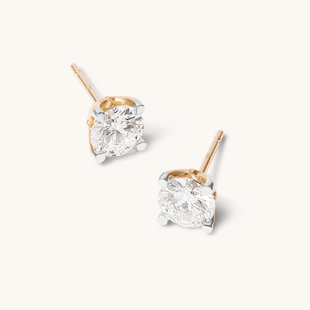 Solitaire Stud Earrings with 1.50tw of Laboratory-Grown Diamonds in 9kt Yellow Gold Earrings Bevilles 