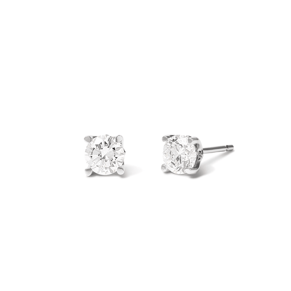 Solitaire Stud Earrings with 1.00tw of Laboratory-Grown Diamonds in 9kt White Gold Earrings Bevilles 