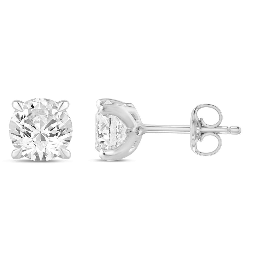 Solitaire Stud Earrings with 1.00tw of Laboratory-Grown Diamonds in 9kt White Gold Earrings Bevilles 