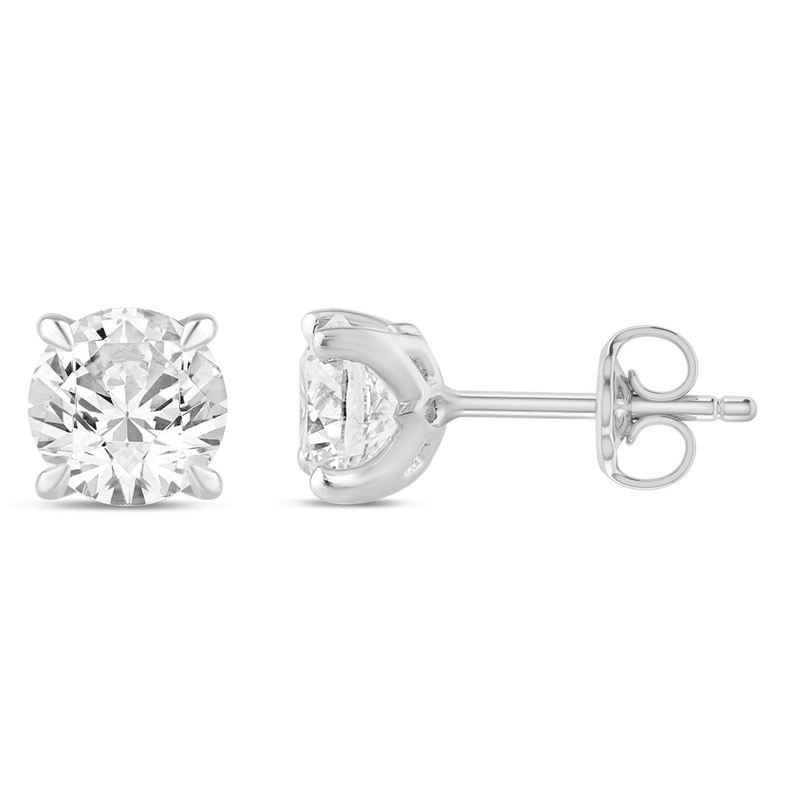 Solitaire Stud Earrings with 1.00tw of Laboratory-Grown Diamonds in 9kt White Gold Earrings Bevilles 