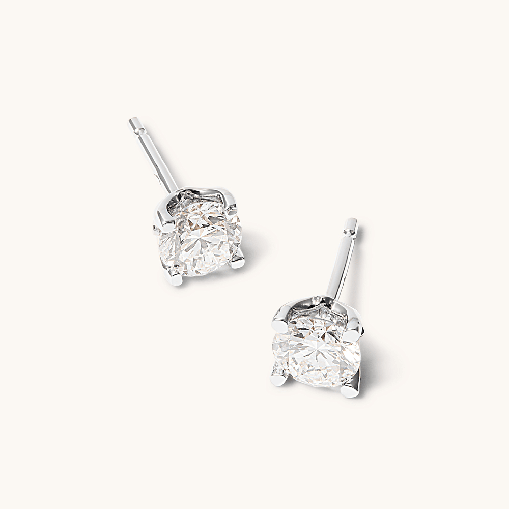 Solitaire Stud Earrings with 1.00tw of Laboratory-Grown Diamonds in 9kt White Gold Earrings Bevilles 