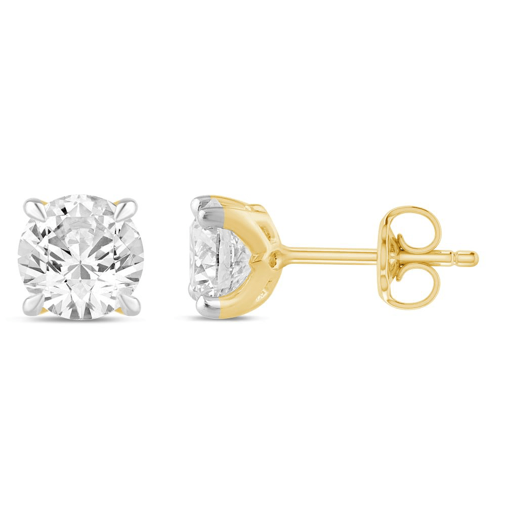 Solitaire Stud Earrings with 1.00ct of Laboratory Grown Diamonds in 9ct Yellow Gold Bevilles Jewellers 