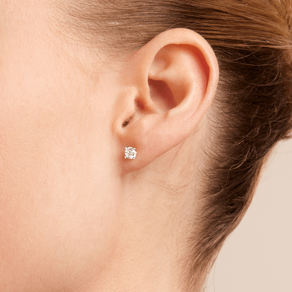 Solitaire Stud Earrings with 0.50tw of Laboratory-Grown Diamonds in 9kt White Gold Earrings Bevilles 