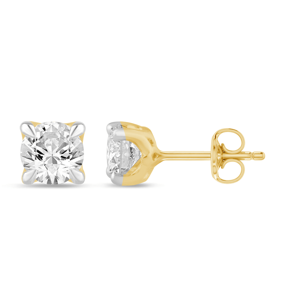 Solitaire Stud Earrings with 1/2ct of Laboratory Grown Diamonds in 9ct Yellow Gold Bevilles Jewellers 